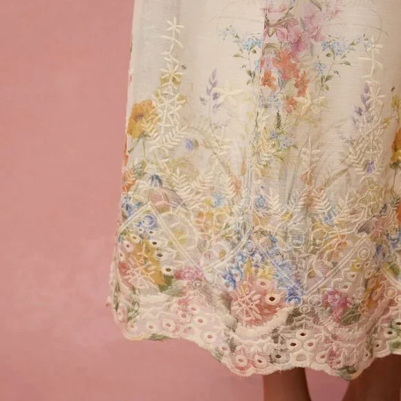 Multicolor Apricot Elegant Romantic Floral Women's Maxi Dress - Picture 4 of 8